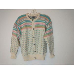 Dale Of Norway Grandma Sweater Cardigan Pastel Multicolor Women Size Small Wool